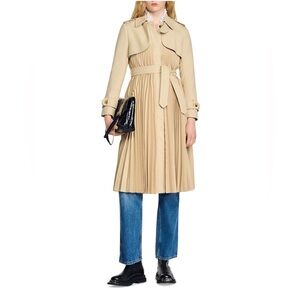 Sandro Vino Pleated Trench Coat